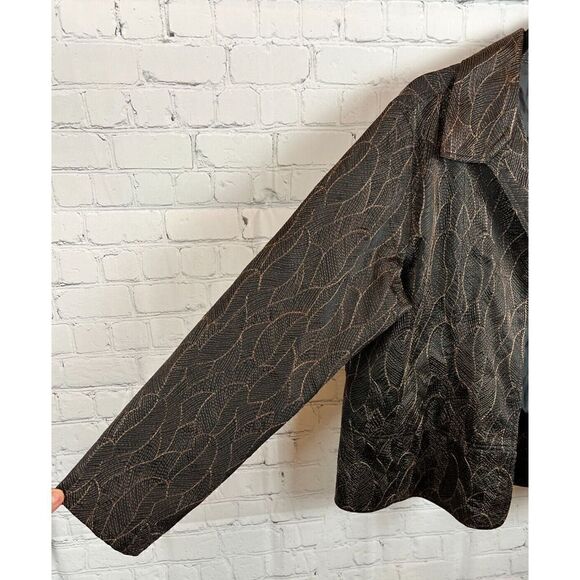 CHICO'S black golden embroidered open front lined jacket blazer 3 16/18 XL NWT - Picture 5 of 8